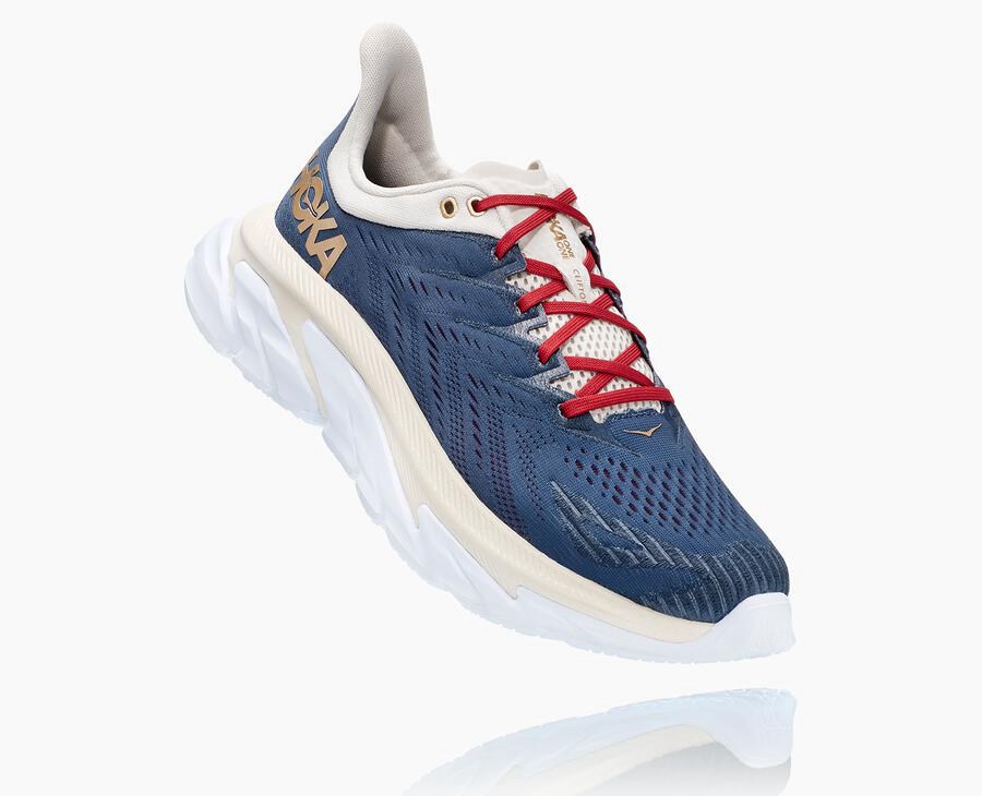 Running Shoes Mens - Hoka One One Clifton Edge - Blue/White - XEUAOGH-14